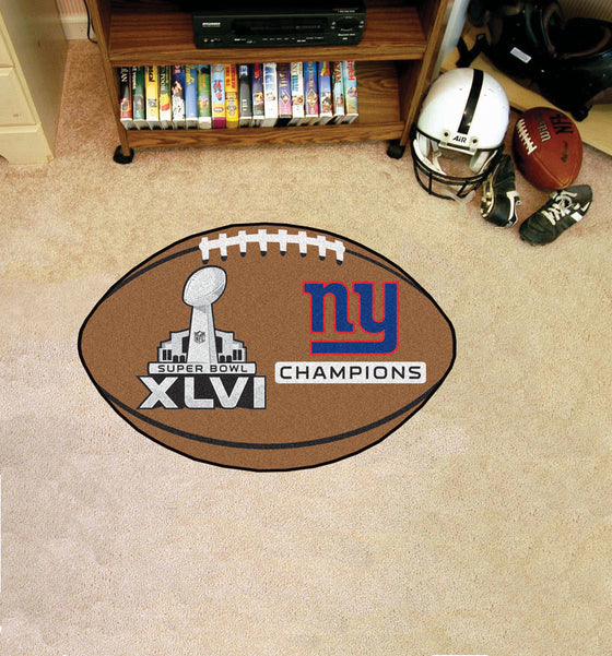 New York Giants  Football Rug - 20.5in. x 32.5in., 2012 Super Bowl XLVI Champions