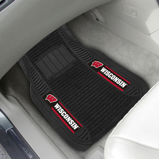 Wisconsin Badgers 2 Piece Deluxe Car Mat Set