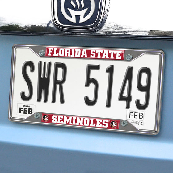 Florida State Seminoles Chrome Metal License Plate Frame, 6.25in x 12.25in