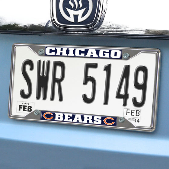 Chicago Bears Chrome Metal License Plate Frame, 6.25in x 12.25in