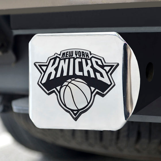 New York Knicks Chrome Metal Hitch Cover with Chrome Metal 3D Emblem