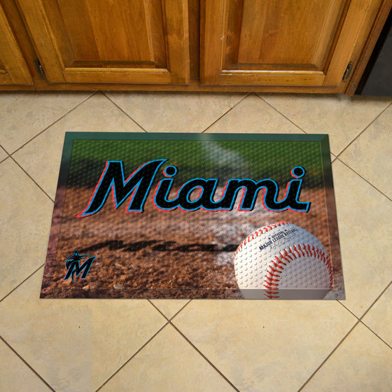 Miami Marlins Rubber Scraper Door Mat