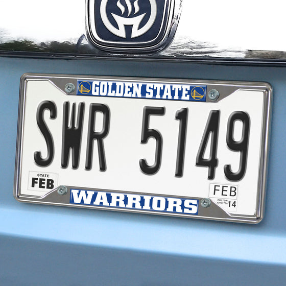 Golden State Warriors Chrome Metal License Plate Frame, 6.25in x 12.25in