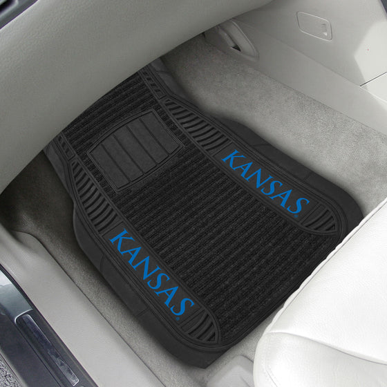 Kansas Jayhawks 2 Piece Deluxe Car Mat Set