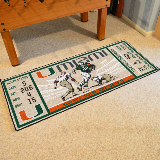 Miami Hurricanes Ticket Runner Rug - 30in. x 72in.