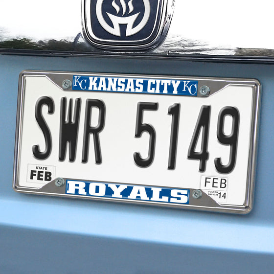 Kansas City Royals Chrome Metal License Plate Frame, 6.25in x 12.25in