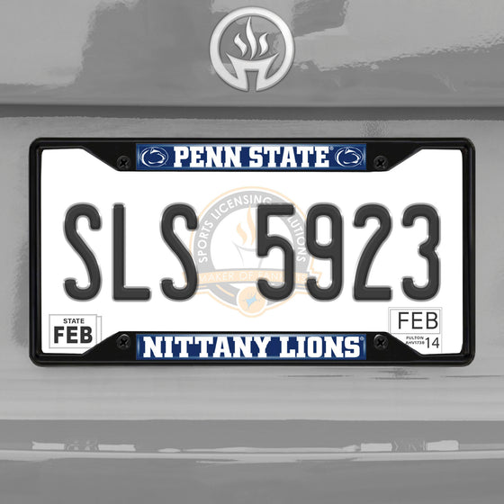 Penn State Nittany Lions Metal License Plate Frame Black Finish