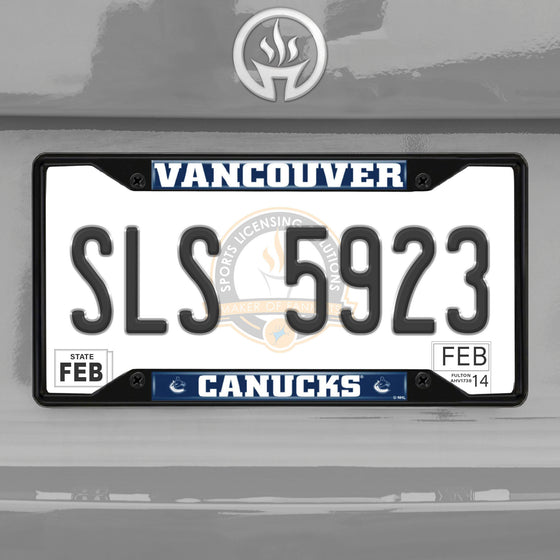 Vancouver Canucks Metal License Plate Frame Black Finish