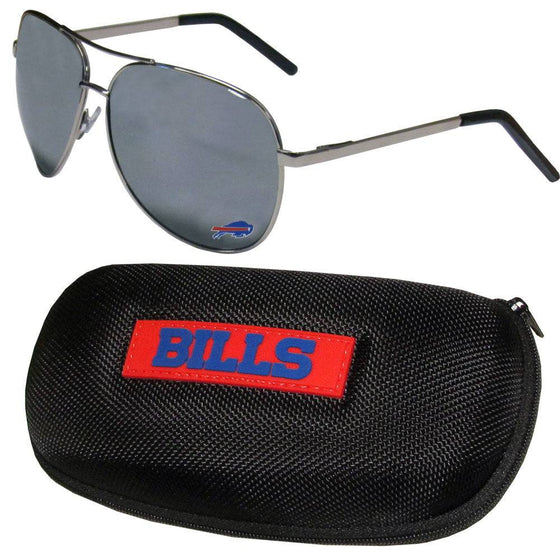 Buffalo Bills Aviator Sunglasses and Zippered Carrying Case (SSKG) - 757 Sports Collectibles