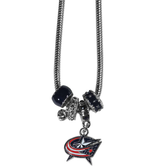 Columbus Blue Jackets�� Euro Bead Necklace (SSKG) - 757 Sports Collectibles