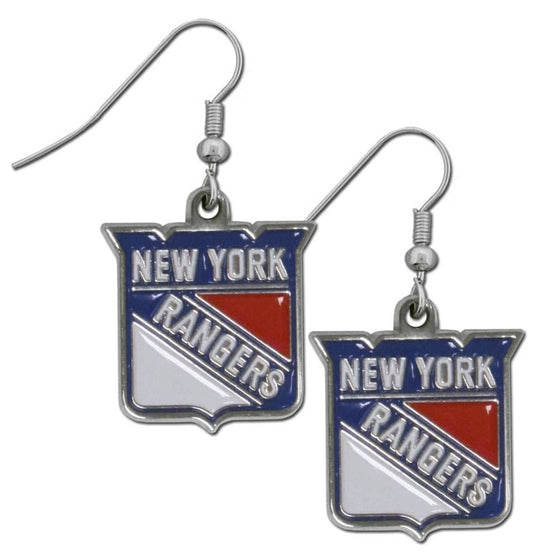 New York Rangers�� Chrome Dangle Earrings (SSKG) - 757 Sports Collectibles