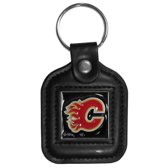 Calgary Flames�� Square Leatherette Key Chain (SSKG) - 757 Sports Collectibles