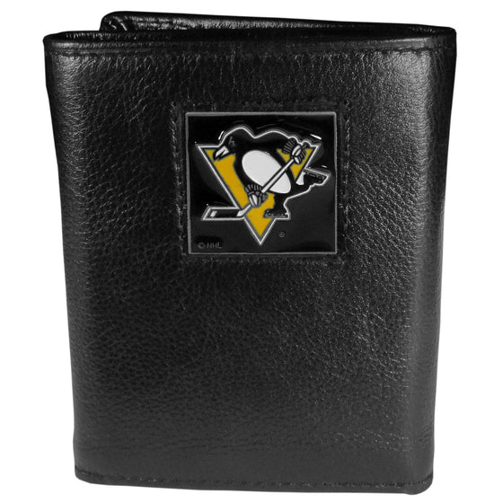 Pittsburgh Penguins�� Deluxe Leather Tri-fold Wallet Packaged in Gift Box (SSKG) - 757 Sports Collectibles