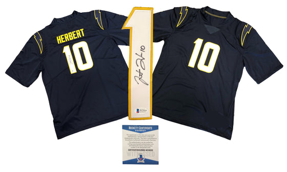 Los Angeles Chargers Justin Herbert Autograph Signed Navy Alternate Sewn Jersey - Beckett BAS W COA - 757 Sports Collectibles