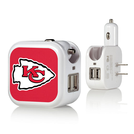 Kansas City Chiefs Solid 2 in 1 USB Charger - 757 Sports Collectibles