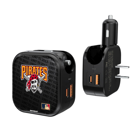 Pittsburgh Pirates 1997-2013 - Cooperstown Collection Blackletter 2 in 1 USB A/C Charger - 757 Sports Collectibles