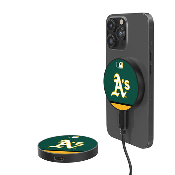 Oakland Athletics Stripe 10-Watt Wireless Magnetic Charger - 757 Sports Collectibles