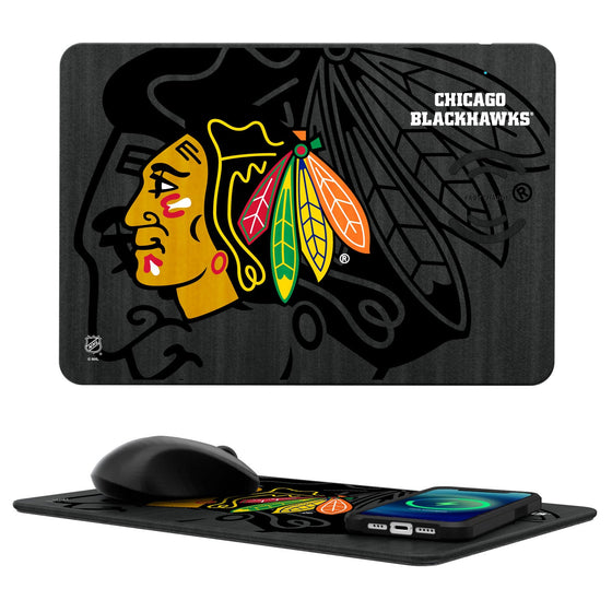 Chicago Blackhawks Tilt 15-Watt Wireless Charger and Mouse Pad-0