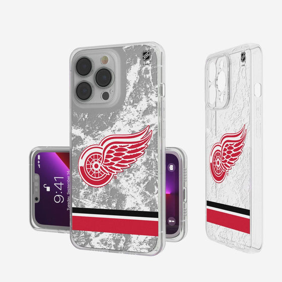 Detroit Red Wings Ice Stripe Clear Case-0