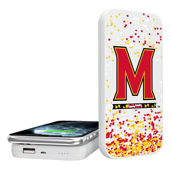 Maryland Terrapins Confetti 5000mah Portable Wireless Charger 