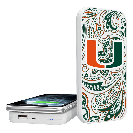 Miami Hurricanes Paisley 5000mAh Portable Wireless Charger-0