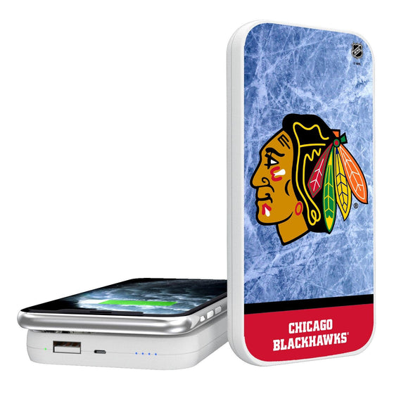 Chicago Blackhawks Ice Wordmark 5000mAh Portable Wireless Charger-0