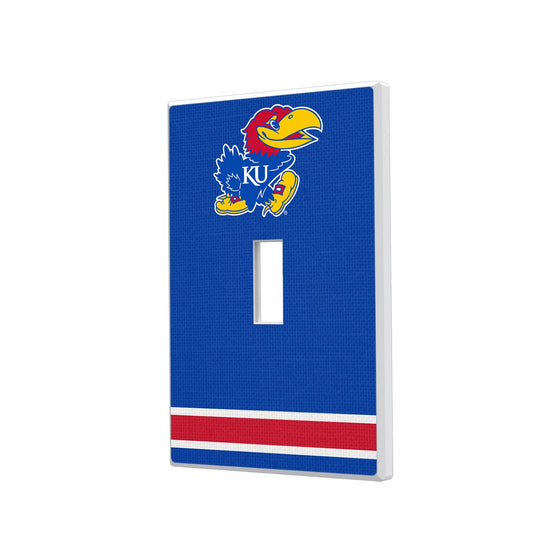 Kansas Jayhawks Stripe Hidden-Screw Light Switch Plate-0