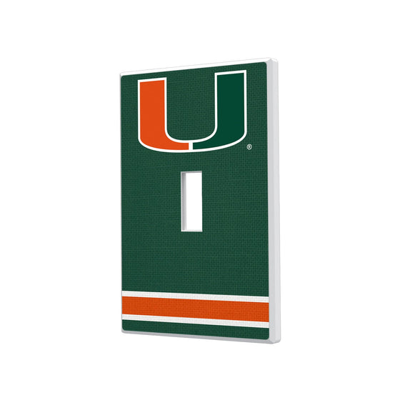 Miami Hurricanes Stripe Hidden-Screw Light Switch Plate-0