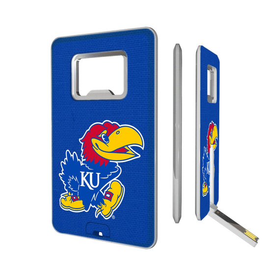 Kansas Jayhawks Solid Credit Card USB Drive with Bottle Opener 16GB-0