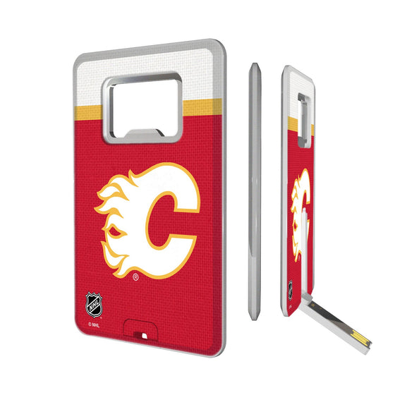 Calgary Flames Stripe Credit Card USB Drive with Bottle Opener 32GB-0