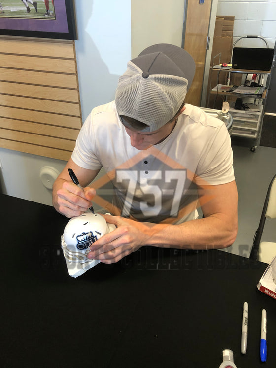 Old Dominion Monarchs Zack Kuntz Signed Autograph 'Reign On' Mini Helmet - 757 W COA - 757 Sports Collectibles