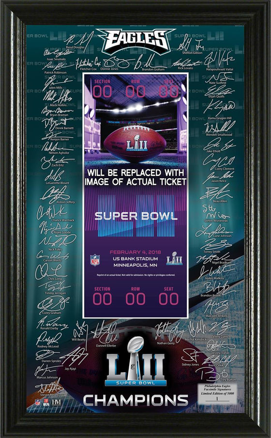 Philadelphia Eagles Super Bowl LVII NFC Champions Signature Ticket Frame