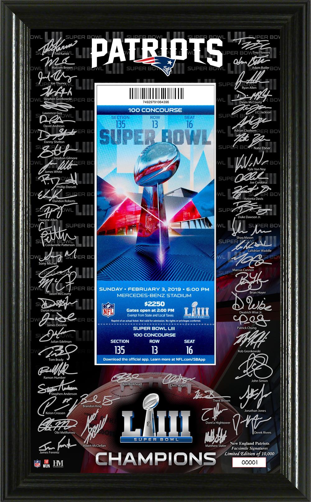 New England Patriots Super Bowl 53 Champions Commemorative 