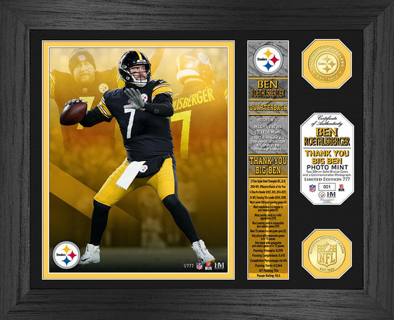 Pittsburgh Steelers Ben Roethlisberger Farewell Big Ben Banner Bronze Coin Photo Mint - Limited Edition 777 - 757 Sports Collectibles