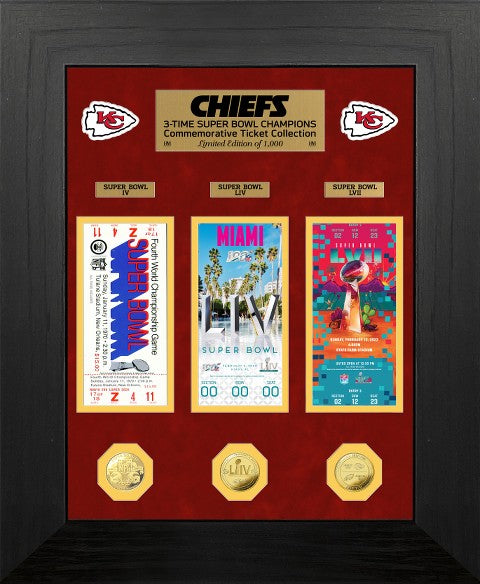 Kansas City Chiefs Super Bowl Champions DELUXE Gold Coin & Ticket Collection