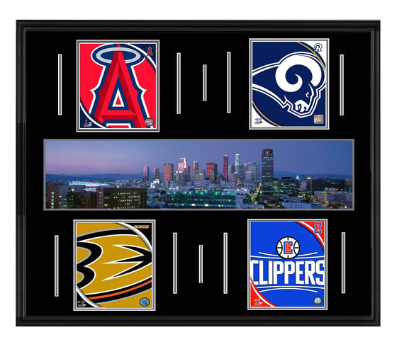 Los Angeles Skyline Super Deluxe Framed Four Team Angels, Rams, Ducks, Clippers 45x34 - 757 Sports Collectibles