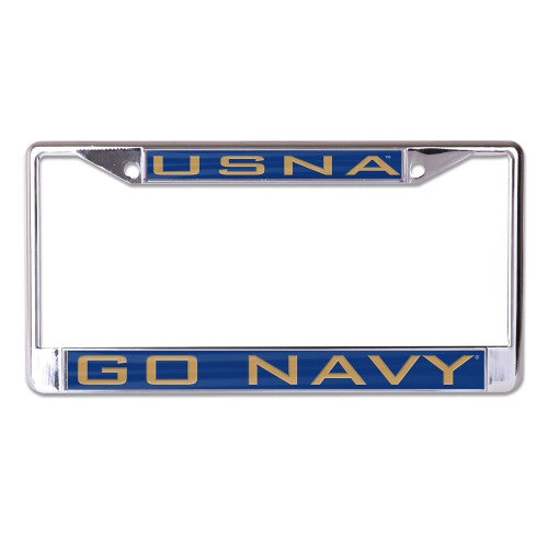 USNA Go Navy Laser-Cut Chrome License Plate Frame