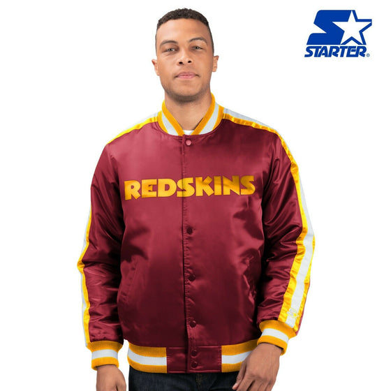 Washington Redskins NFL Men's Starter O-LINE Button Up Satin Jacket -  Burgundy (2XL)