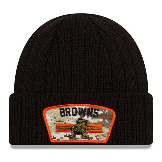 Cleveland Browns Retro New Era Blk 2021 Salute To Service Cuffed Knit Hat