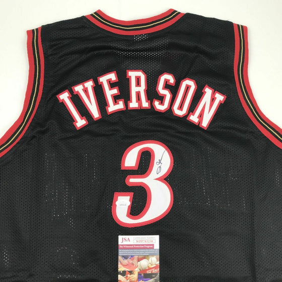 Autographed/Signed ALLEN IVERSON Philadelphia Black Basketball Jersey JSA COA - 757 Sports Collectibles