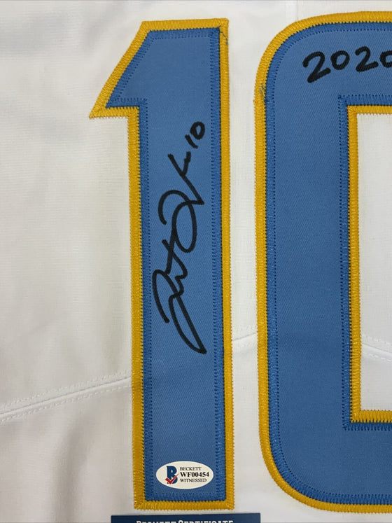 LOS ANGELES CHARGERS JUSTIN HERBERT SIGNED WHITE JERSEY "2020 ROY" BAS WF00454 - 757 Sports Collectibles