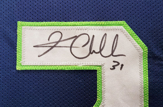 SEATTLE SEAHAWKS KAM CHANCELLOR AUTOGRAPHED FRAMED BLUE JERSEY MCS HOLO  202407