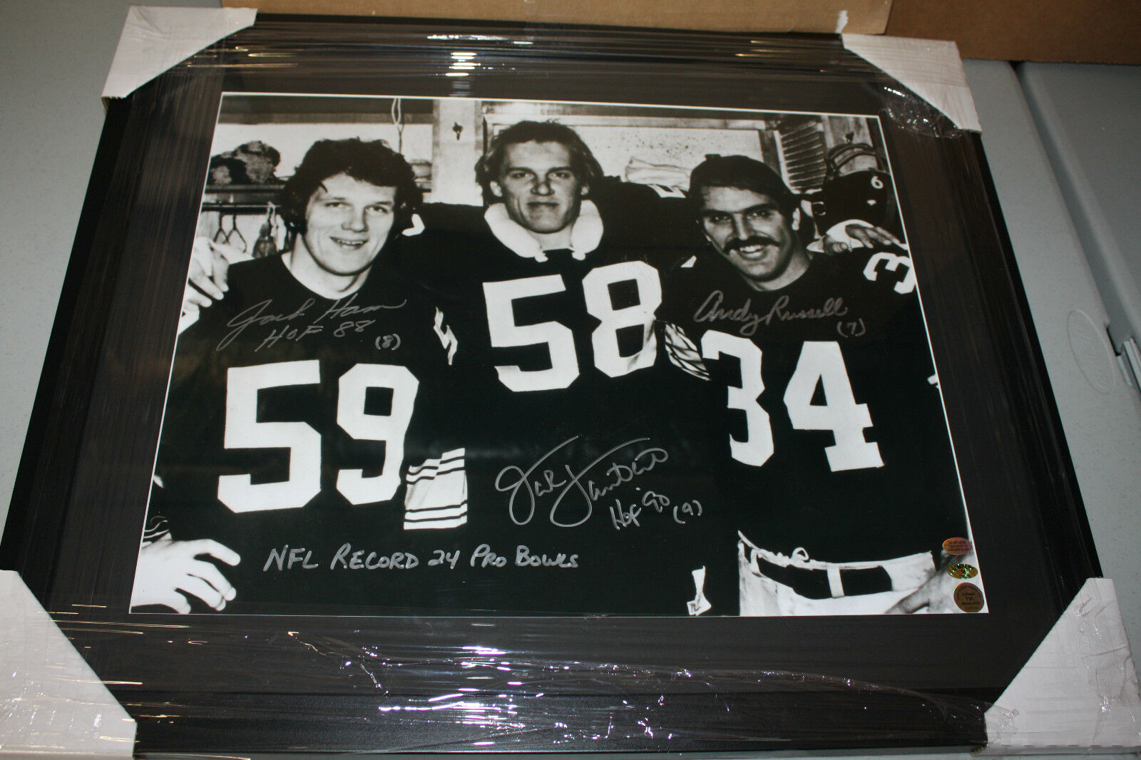 Autographed Jack Lambert , Jack Ham & Andy Russell Pittsburgh Steelers  16x20 photo