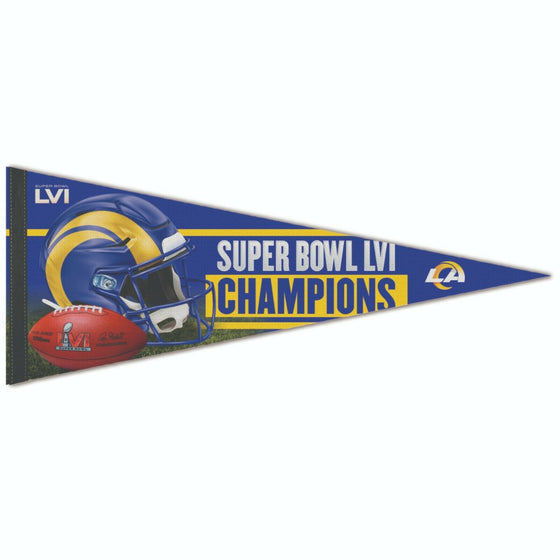 Super Bowl 56 LVI Champions Los Angeles Rams 12x30 Premium Pennant - 757 Sports Collectibles