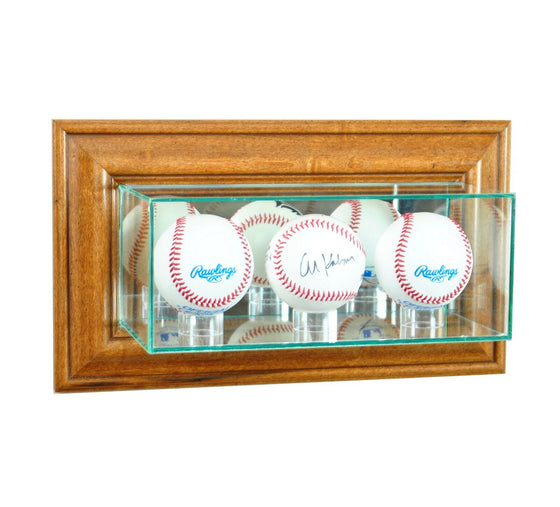 Wall Mounted Triple Baseball Glass Display Case MLB