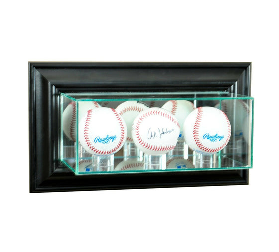 Wall Mounted Triple Baseball Glass Display Case MLB