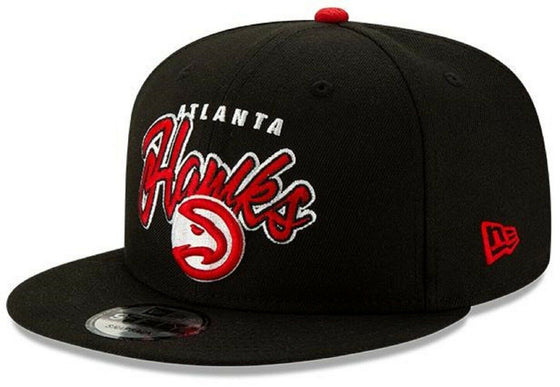 Atlanta Hawks New Era 9Fifty Retro Script Black Adjustable Snapback Hat - 757 Sports Collectibles