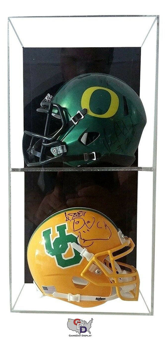 ACRYLIC WALL MOUNT FOOTBALL Double Mini Helmet DISPLAY CASE UV HOLDER A