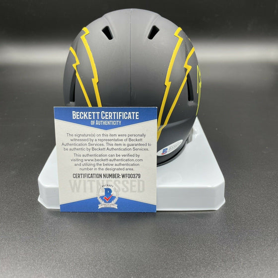 Justin Herbert Signed Autographed LA Chargers Eclipse Mini Helmet Beckett BAS - 757 Sports Collectibles