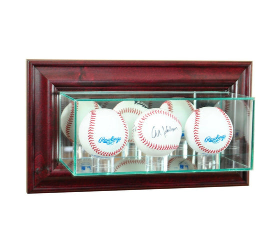 Wall Mounted Triple Baseball Glass Display Case MLB